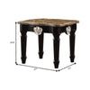 Marble Top End Table With Contrast Carved Motif Turned Wood Legs Black AMF-82152