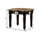 Marble Top End Table With Contrast Carved Motif Turned Wood Legs Black AMF-82152