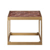 Retro Style Metal Frame End Table with Stitched Leather Top Brown and Gold AMF-82312