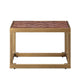 Retro Style Metal Frame End Table with Stitched Leather Top Brown and Gold AMF-82312