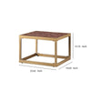 Retro Style Metal Frame End Table with Stitched Leather Top Brown and Gold AMF-82312