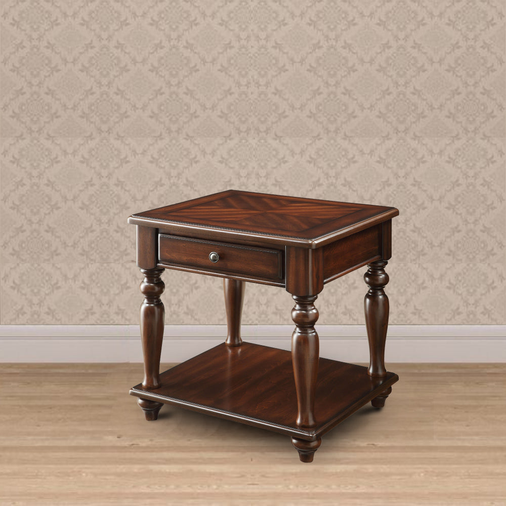 Arden End Table | 1 Drawer | Bottom Shelf | Walnut Brown