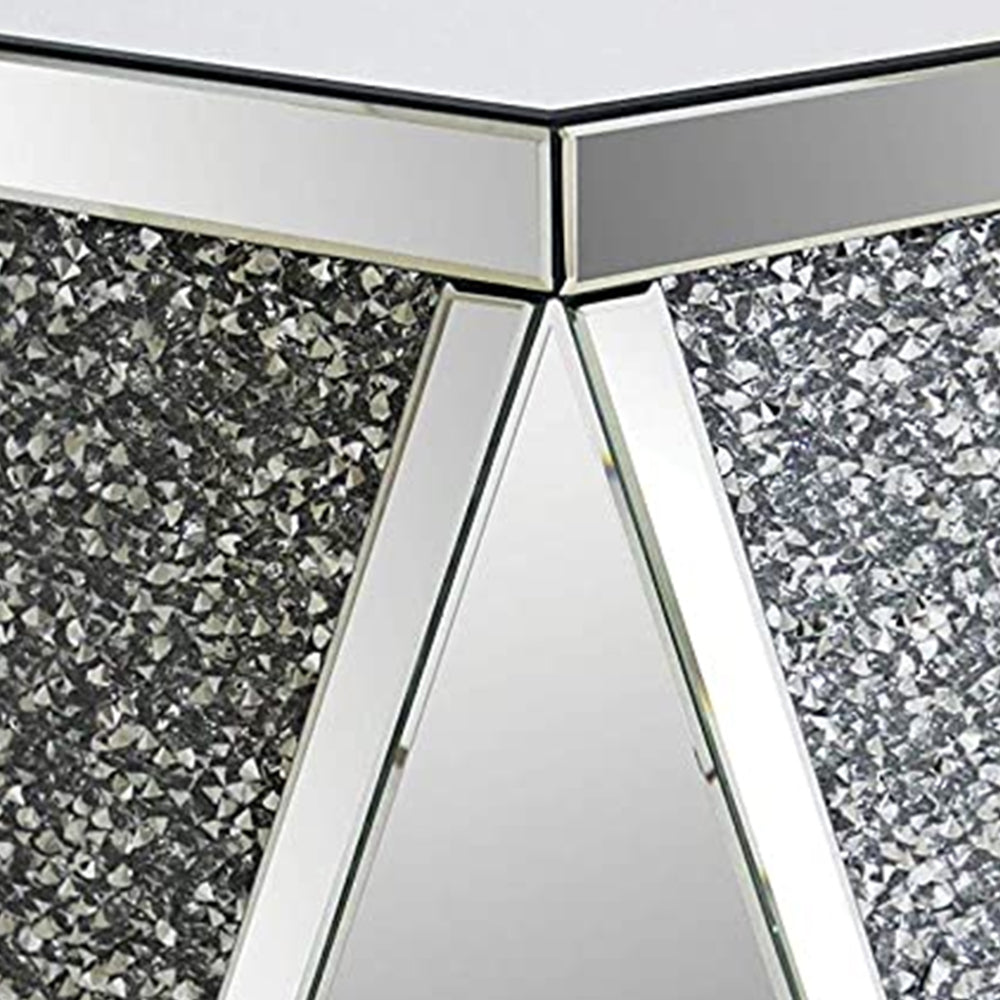 End Table with Square Mirrored Top, Clear