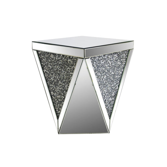 End Table with Square Mirrored Top, Clear