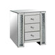 3 Drawer Mirrored Nightstand with Faux Crystals Inlay Silver AMF-82778