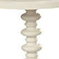 22 Inch Round Wooden Side Table with Turned Base, White