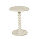 22 Inch Round Wooden Side Table with Turned Base, White