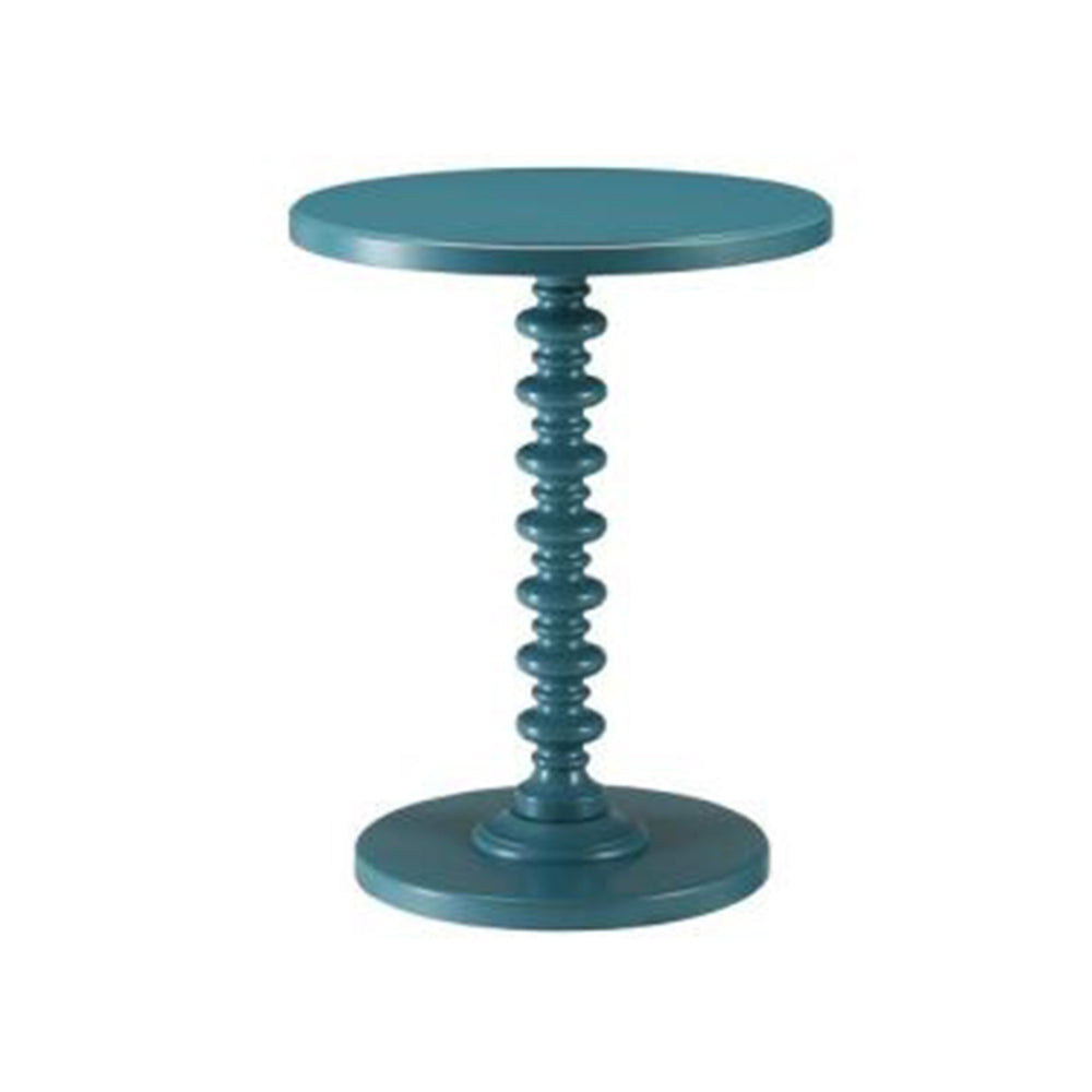 Astonishing Side Table With Round Top, Teal Blue