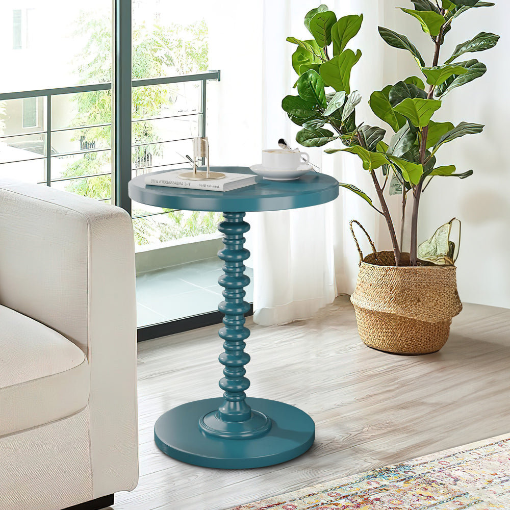 Nova Side Table | Round Top | Sleek Design | Teal Blue