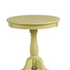 22" Wooden Round Side Table with Pedestal Base, Yellow - ACME