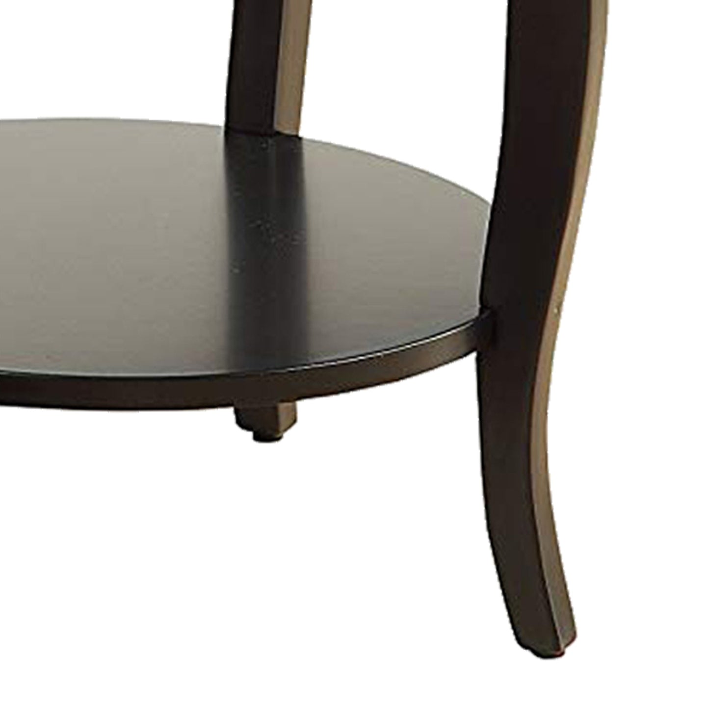 1 Drawer Round Shape Wooden End Table with Cabriole Legs Espresso Brown AMF-82812