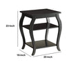 Wooden End Table with 2 Open Shelves and Cabriole Legs, Black