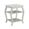 Wooden End Table with 2 Open Shelves and Cabriole Legs, White
