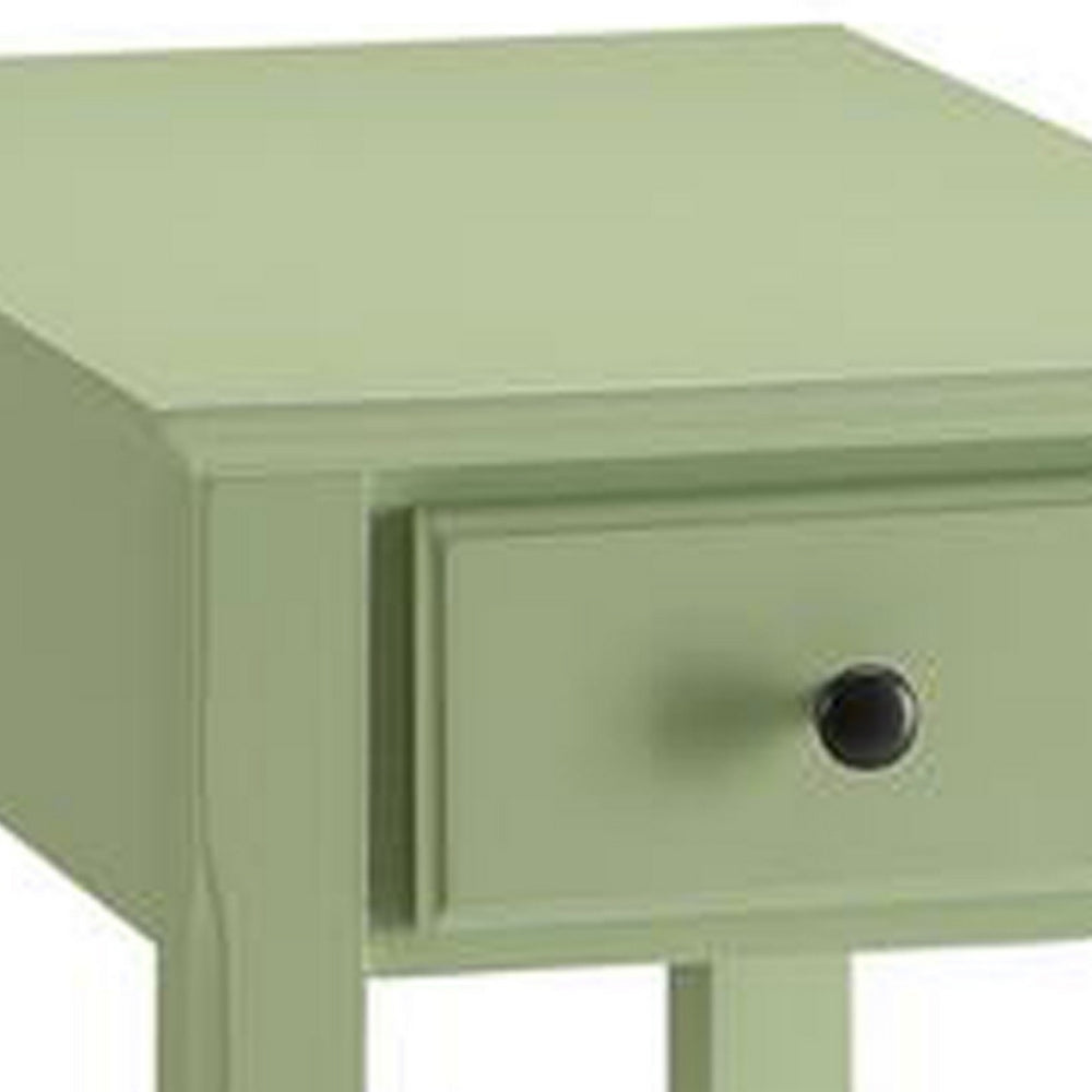 23" Rectangular Wooden Side Table with 1 Drawer, Green
