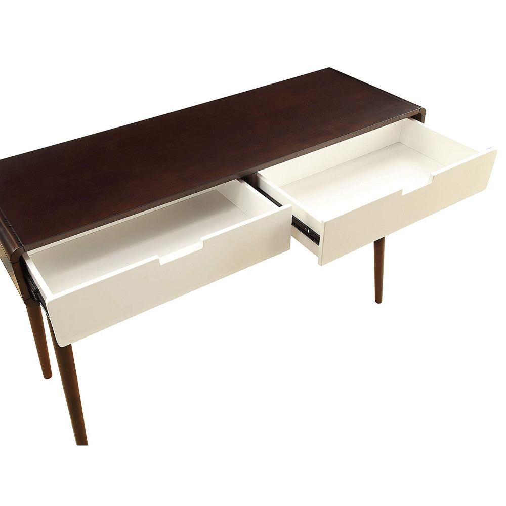 Beautiful Sofa Table With 2 Drawers, Espresso & White