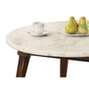 Wood Base Coffee Table with Marble Top, Walnut Brown