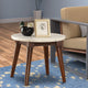 Wood Base End Table | Marble Top | Walnut Brown