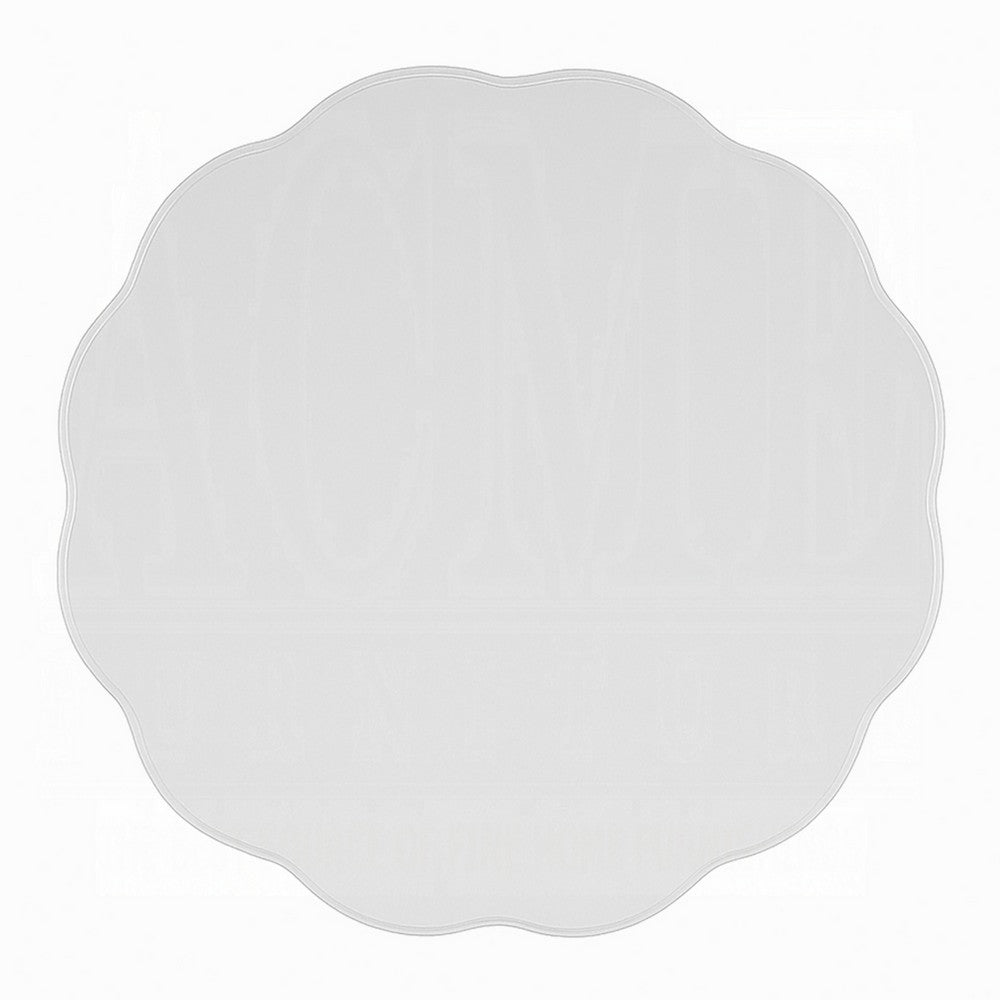 Fordon Wooden End Table Scalloped Round Top French Antique White Finish AMF-82912