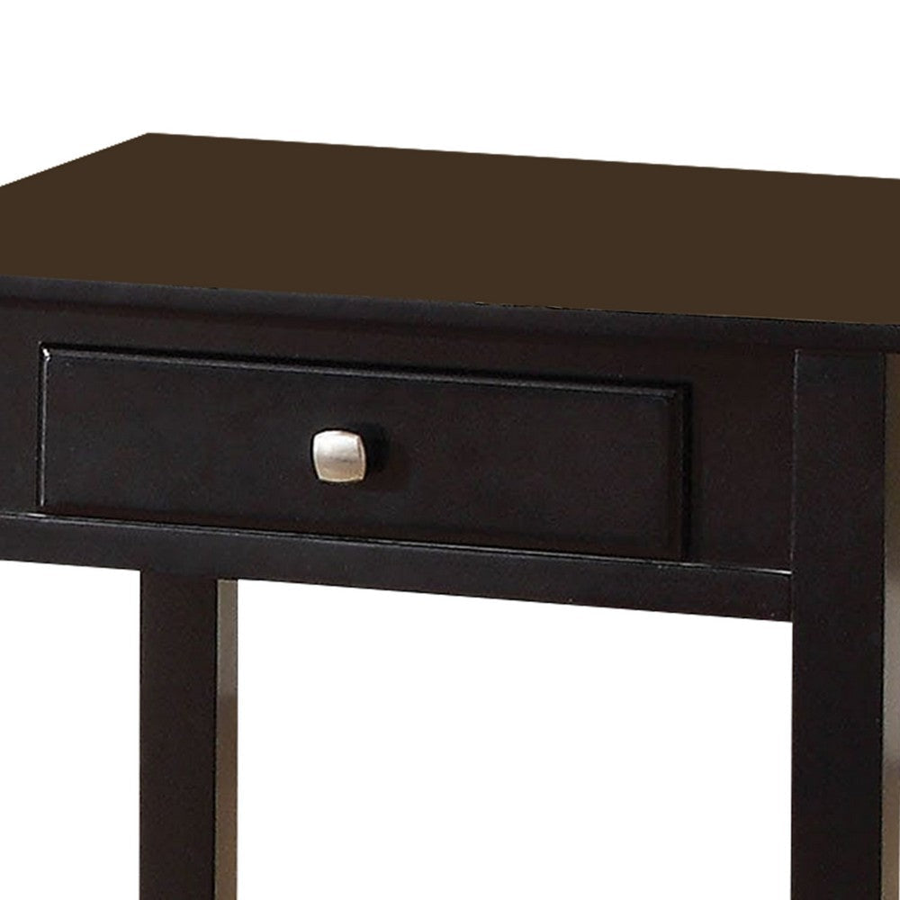 Wooden End Table with One Drawer and One Shelf Black AMF-82952