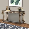 Wood Sofa Table with Bottom Shelf in Golden Brown