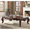 Traditional Style Rectangular Wood and Marble Coffee Table, Walnut Brown