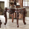 Scalloped Marble Top End Table | 22" | Walnut Brown | Carved Floral Motifs