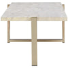 Modern Metal Framed Coffee Table with Faux Marble Top, White and Gold - 83105