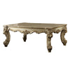 Polyresin Coated Wooden  Coffee Table with Engraved Details, Gold By Casagear Home