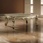 Polyresin Coated Wooden  Coffee Table with Engraved Details, Gold By Casagear Home