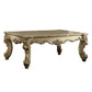 Polyresin Coated Wooden  Coffee Table with Engraved Details, Gold By Casagear Home