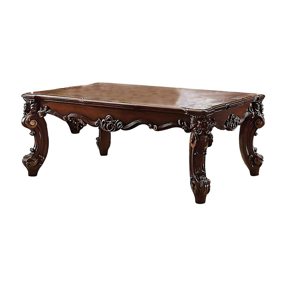 Coffee Table 36 Inch Rectangular Top Scrolled Legs Brown AMF-83130
