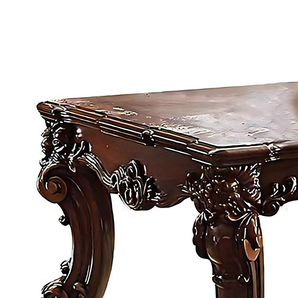 Coffee Table 36 Inch Rectangular Top Scrolled Legs Brown AMF-83130