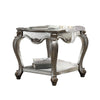 Side End Table Scalloping Polyresin Carvings and Bottom Shelf Silver AMF-83467