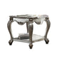 Side End Table Scalloping Polyresin Carvings and Bottom Shelf Silver AMF-83467