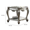 Side End Table Scalloping Polyresin Carvings and Bottom Shelf Silver AMF-83467