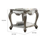 Side End Table Scalloping Polyresin Carvings and Bottom Shelf Silver AMF-83467