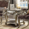 Side End Table Scalloping Polyresin Carvings and Bottom Shelf Silver AMF-83467