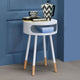Sonria Round End Table | White & Natural Finish