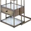 Metal and Glass 2 Piece Nesting Table Set, Brown and Clear