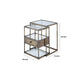 Metal and Glass 2 Piece Nesting Table Set, Brown and Clear