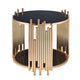 Modern Metal and Glass End Table with Tubing Design Black and Gold AMF-84492