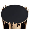 Modern Metal and Glass End Table with Tubing Design Black and Gold AMF-84492