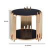 Modern Metal and Glass End Table with Tubing Design Black and Gold AMF-84492
