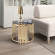 Modern Metal and Glass End Table with Tubing Design Black and Gold AMF-84492