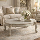 Vintage Style Wooden Coffee Table with Scrolled Apron and Cabriole Legs, Pearl White