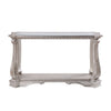 Antique Sofa Table with Polyresin Engravings and Clear Glass Top Silver and Clear By Casagear Home AMF-86933