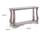 Antique Sofa Table with Polyresin Engravings and Clear Glass Top Silver and Clear By Casagear Home AMF-86933