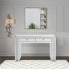 Vanity Desk | 2 Drawers | Faux Crystal Inlay | Mirror Accents | Silver