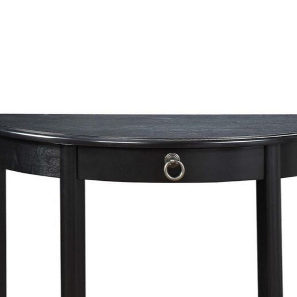 Half Moon Console Table | 1 Drawer | Black Finish AMF-90163