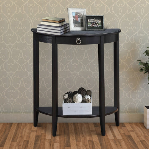 Half Moon Console Table | 1 Drawer | Black Finish